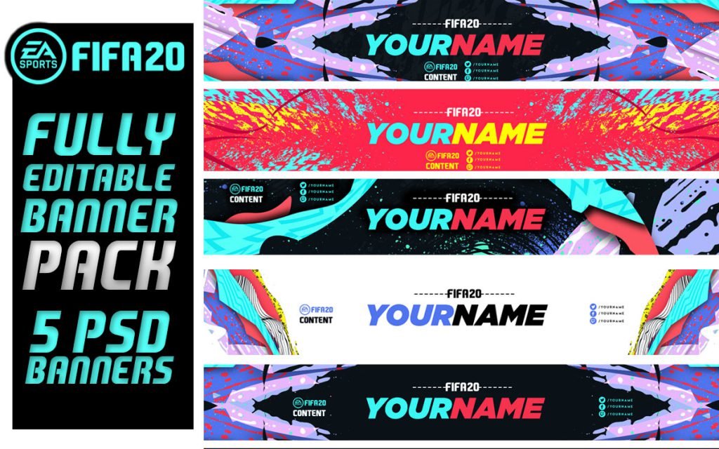 FIFA 20 Banner Pack Fifa 20 Fully Editable PSD Youtube Banners – Lobotz LTD