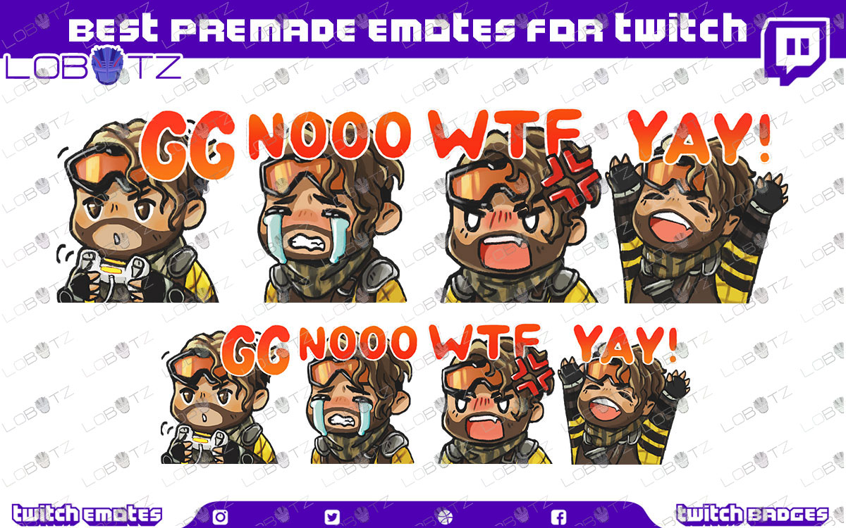 Apex Legends Mirage Emotes Mirage Sub Badges For Twitch Stream Premade Twitch Emotes Lobotz