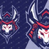 Kitsune Samurai Mascot Logo For Sale | Premade Fox Mascot Logo