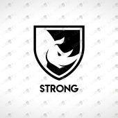 Premade Rhino Crest Logo Modern & Trendy Rhino Logo For Sale