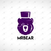 Majestic Top Hat Bear Logo | Modern Bear Logo For Sale